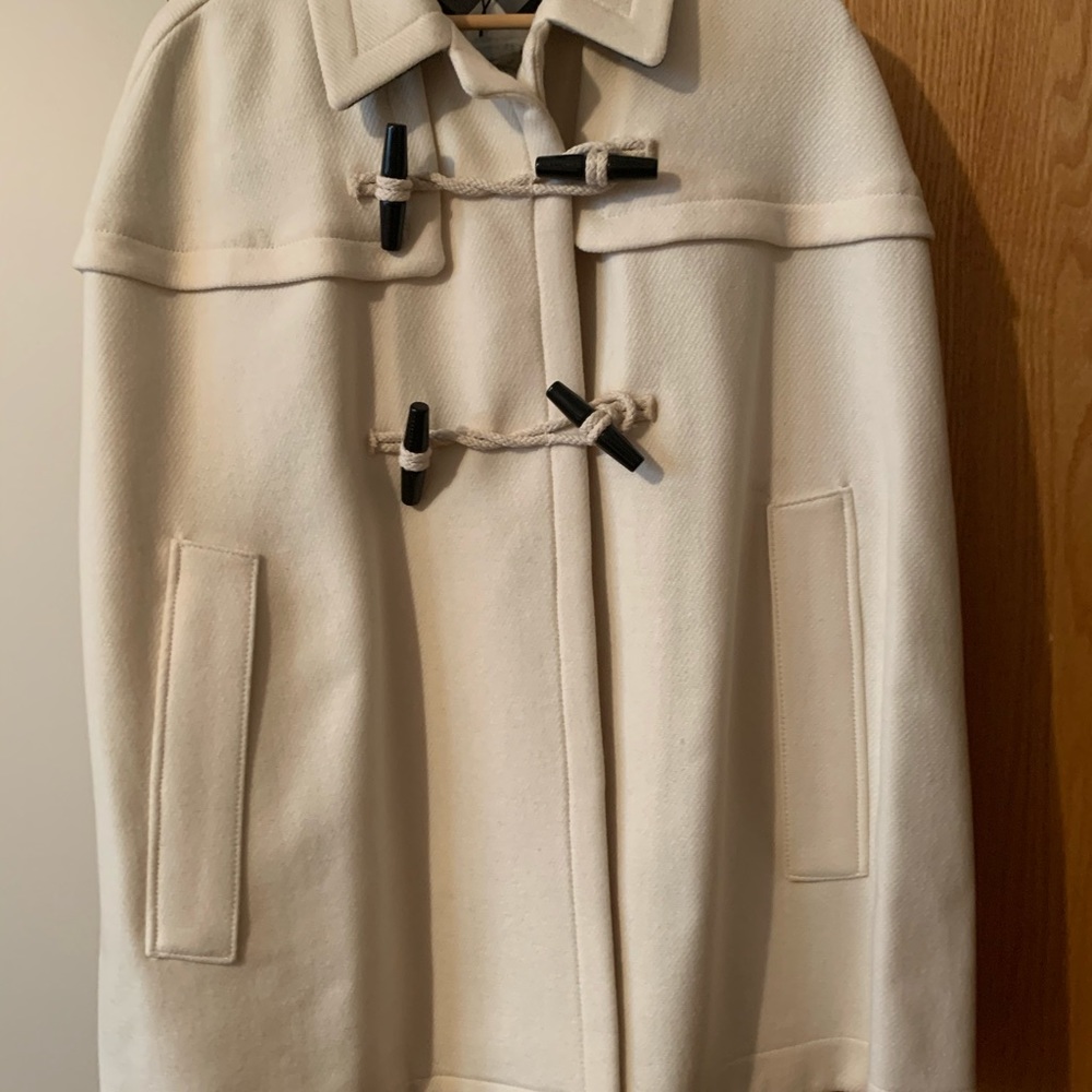 BURBERRY WOOL CASHMERE DUFFLE CAPE COAT- NATURAL